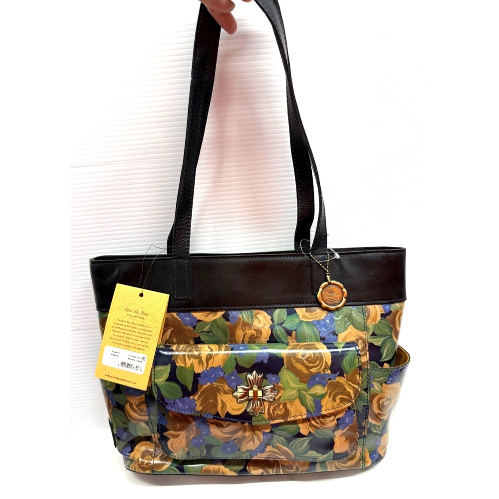 Patricia Nash Alviano Leather Shopper Tote Bag-Blue Sky Rose NWT Orig. $249.00